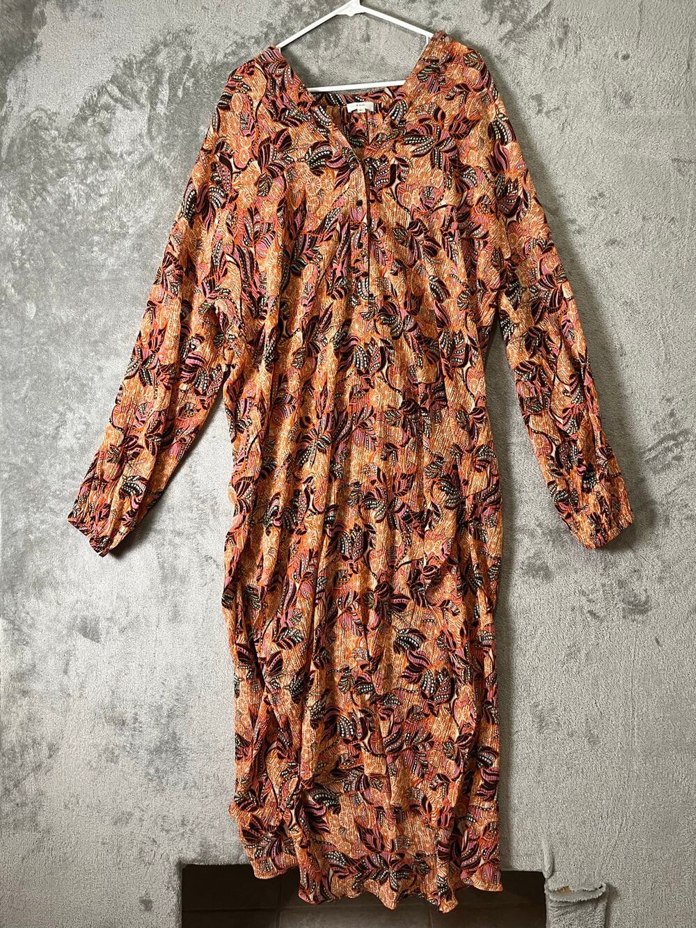 A.L.C. Palma Maxi Coverup Floral Cotton Silk Long‎ Sleeve Resort Beach Dress M/L